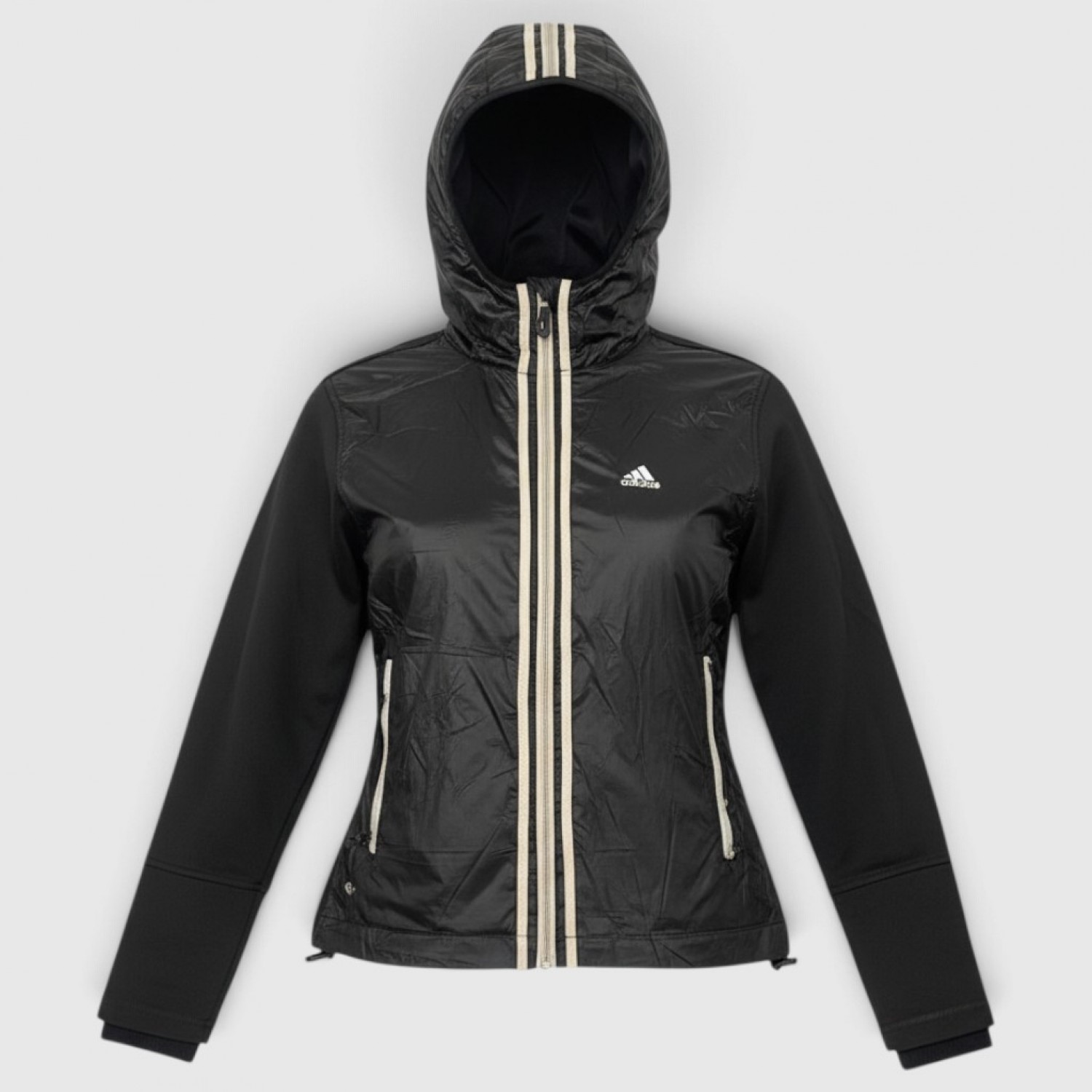 Adidas Wind Protection Mixed-Media Full-Zip Hoodie Black / Pre Owned